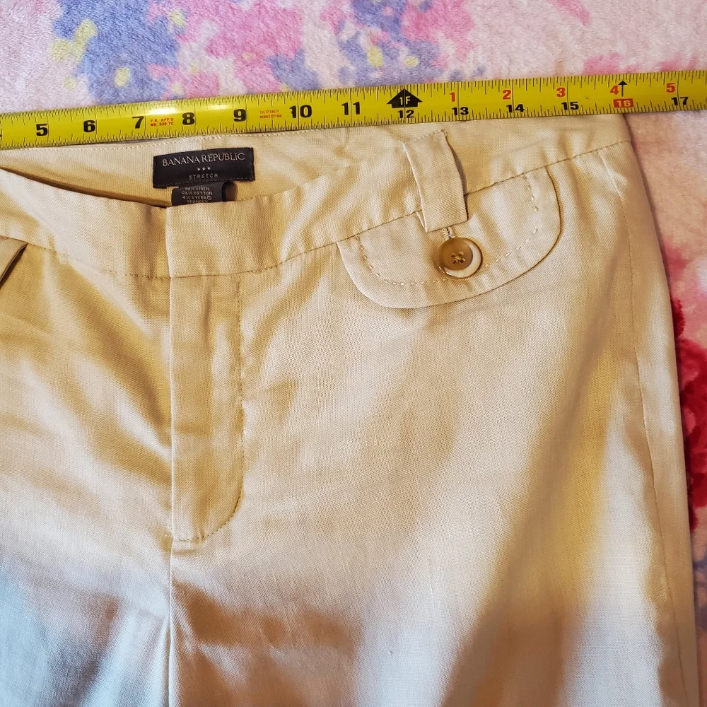 VTG Y2k Banana Republic Linen Blend Wide Leg Pants Size 8 Safari Resort Boho